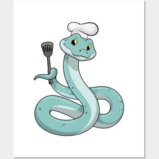 Snake as Cook with Chef hat Posters and Art